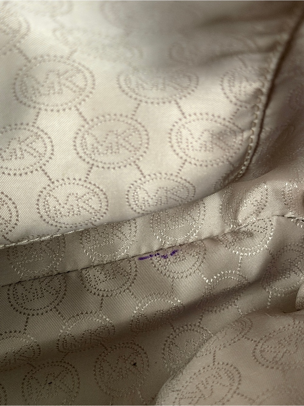 Michael Kors Beige MK Signature Tote with Tan Leather Handles - Picture 5 of 7